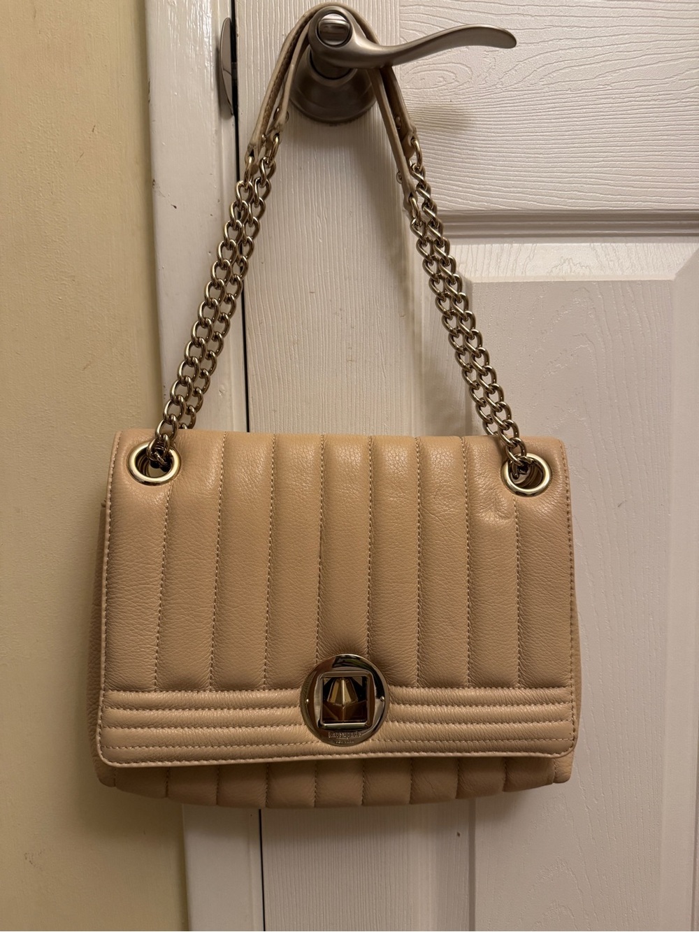 Kate Spade Gold Coast Evangeline Quilted Chain bag - shimmery beige